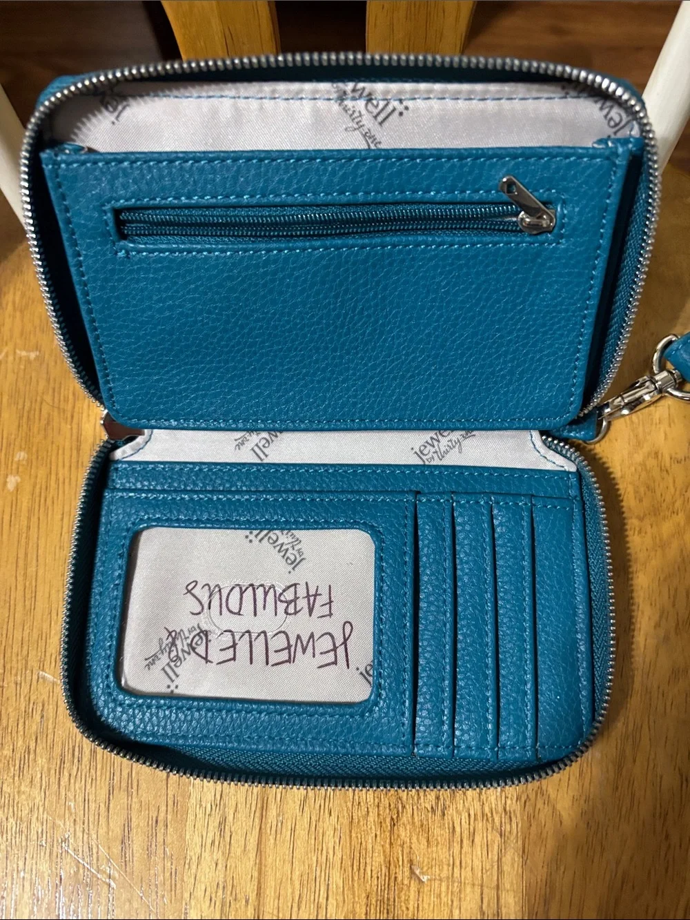 Teal Leather Wristlet Wallet - Unknown Brand